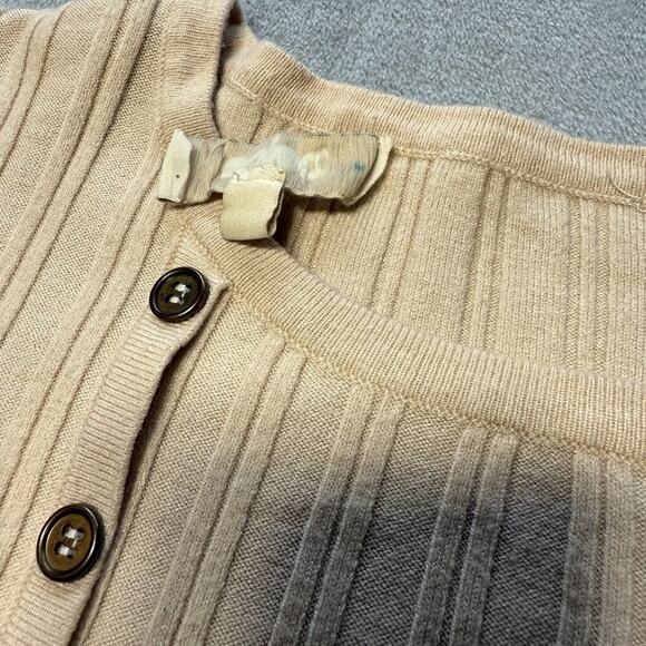 Women's Sweater/Top Long Sleeve Classic Preppy Ribbed Tan Beige Sz XXL - Picture 4 of 9